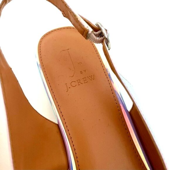 J Crew Lucie Iridescent Metallic Pointed Toe Slingback Low Block Heel flats 7 - Picture 8 of 8